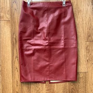 Lulu’s Red Pleather Red High Waisted Skirt